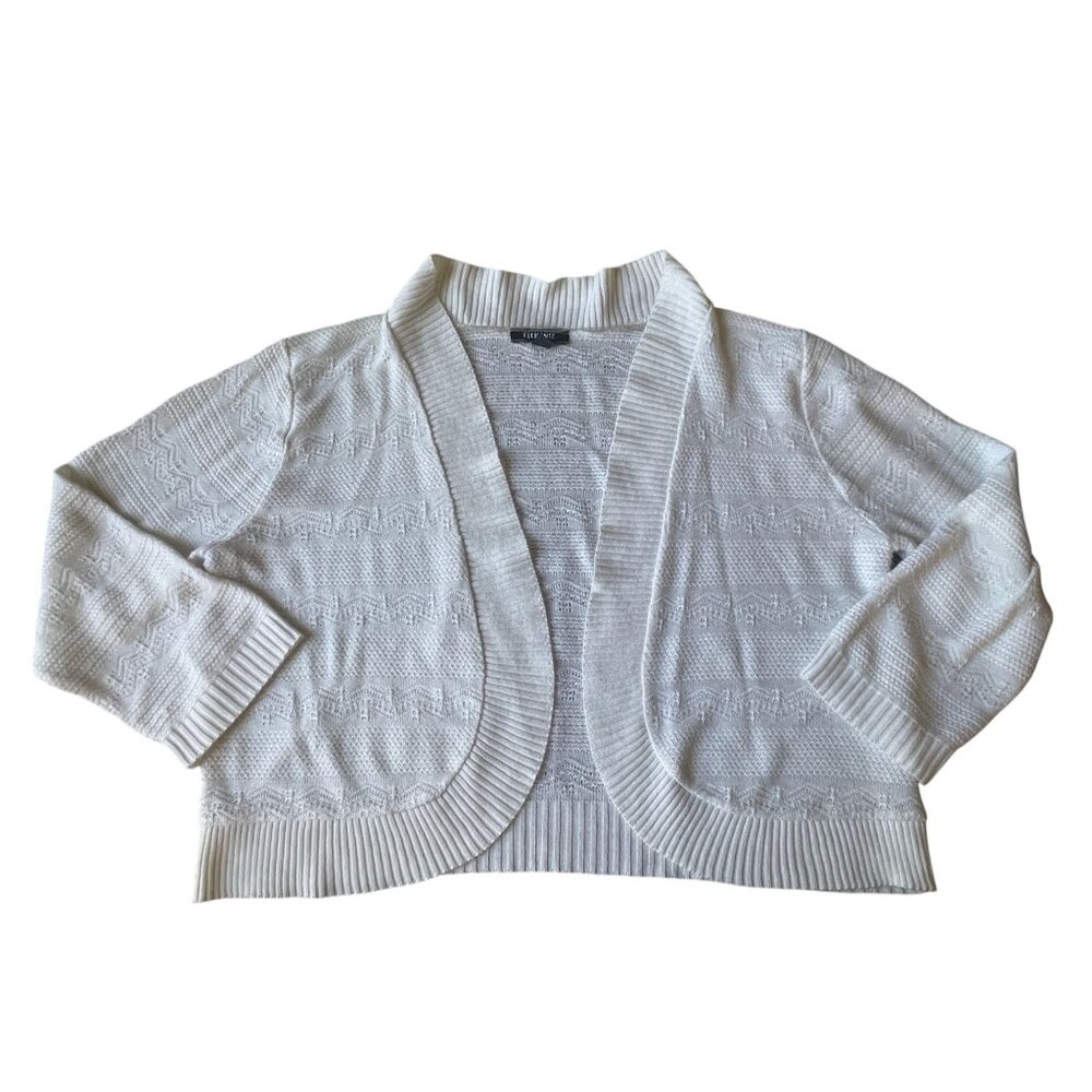 Elementz White Open Front Bolero Shrug Cardigan - XL - 3/4 Sleeve